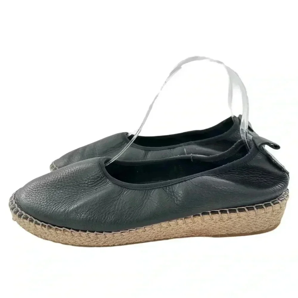 Cole Haan Grand OS womens flats size 8.5 black leather flatform Espadrilles